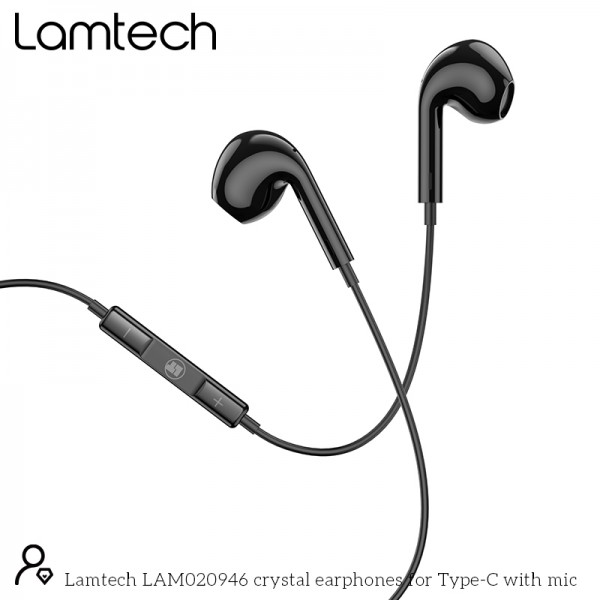 LAMTECH TYPE-C MOBILE EARPHONES WITH MICROPHONE BLACK