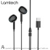 LAMTECH TYPE-C MOBILE EARPHONES WITH MICROPHONE BLACK