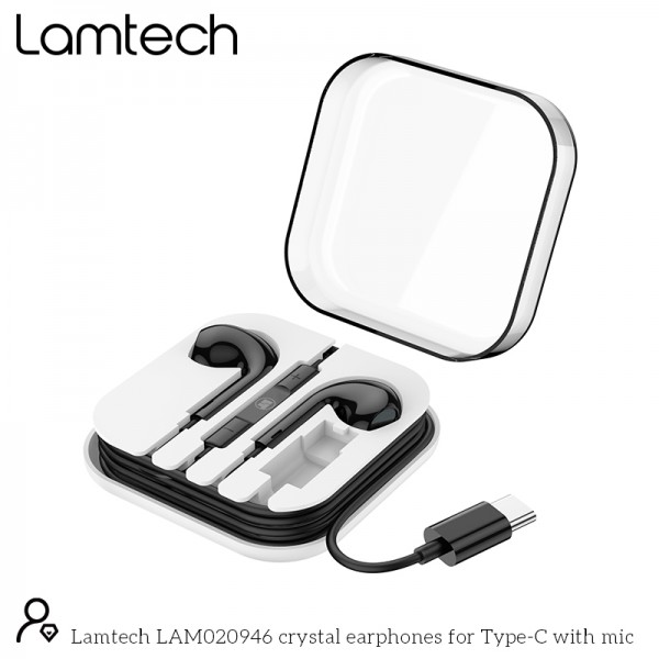 LAMTECH TYPE-C MOBILE EARPHONES WITH MICROPHONE BLACK