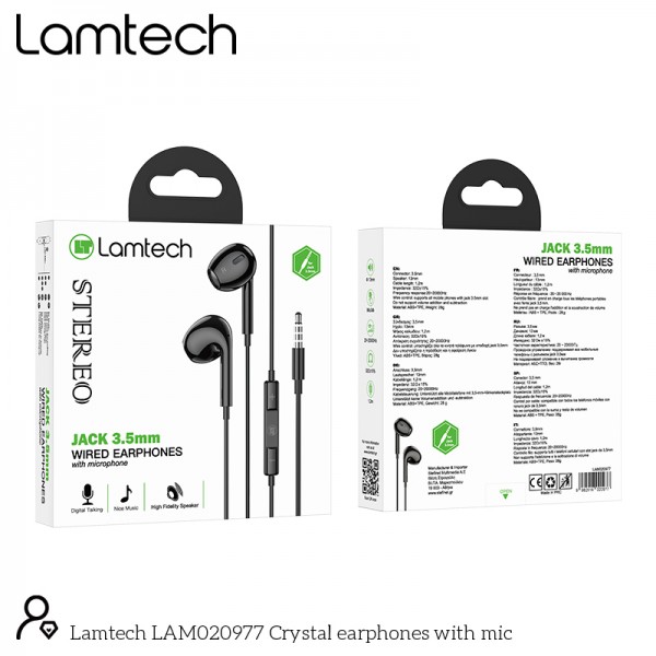 LAMTECH HANDSFREE STEREO 3,5mm JACK WITH MIC BLACK