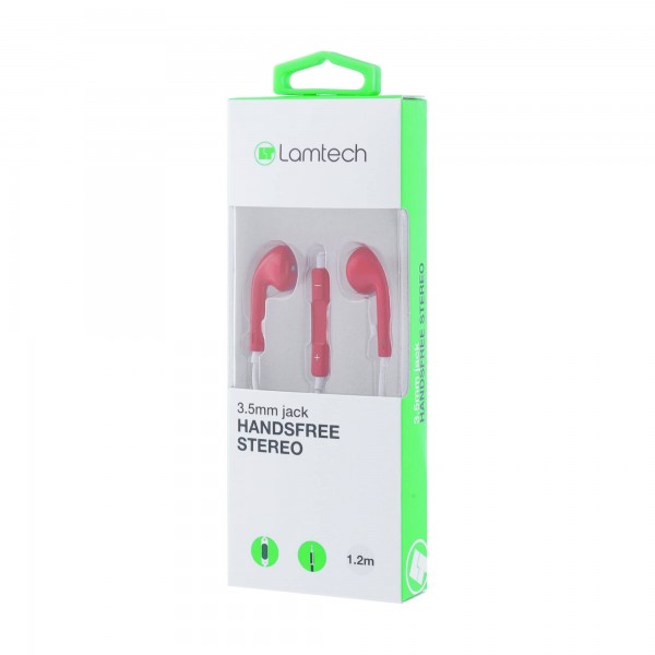 LAMTECH HANDSFREE STEREO 3,5mm JACK WITH MIC RED