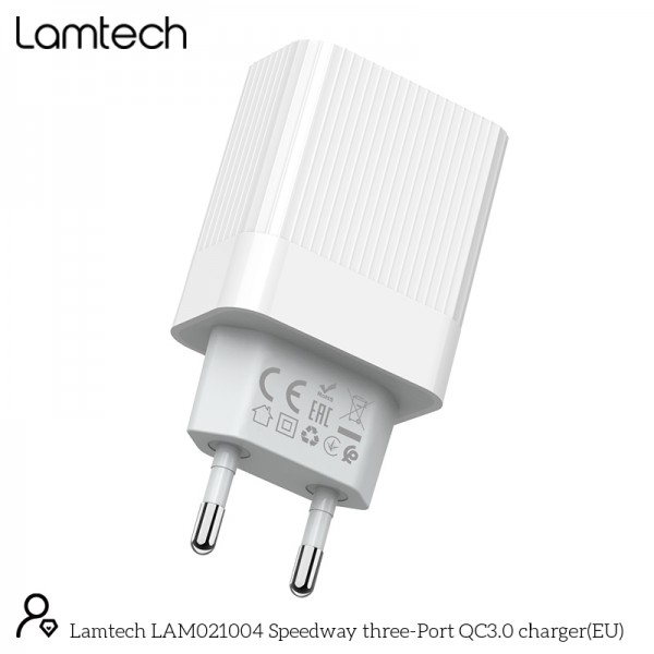 LAMTECH WALL QUICK CHARGER QC3.0 2x2.1A