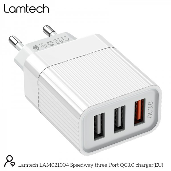 LAMTECH WALL QUICK CHARGER QC3.0 2x2.1A