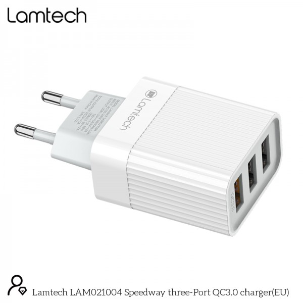 LAMTECH WALL QUICK CHARGER QC3.0 2x2.1A