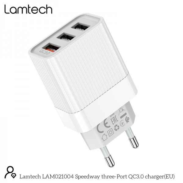 LAMTECH WALL QUICK CHARGER QC3.0 2x2.1A