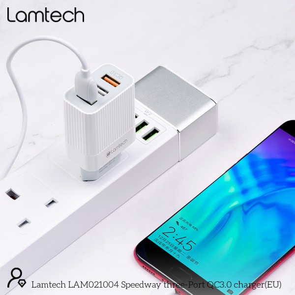 LAMTECH WALL QUICK CHARGER QC3.0 2x2.1A