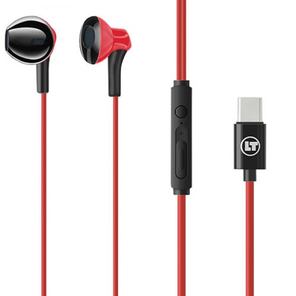 LAMTECH TYPE-C SMARTPHONE EARPHONES WITH MIC RED