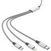 LAMTECH HIGH QUALITY 3 IN 1 USB CABLE WITH METALLIC SHELL SILVER 1M