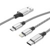 LAMTECH HIGH QUALITY 3 IN 1 USB CABLE WITH METALLIC SHELL SILVER 1M