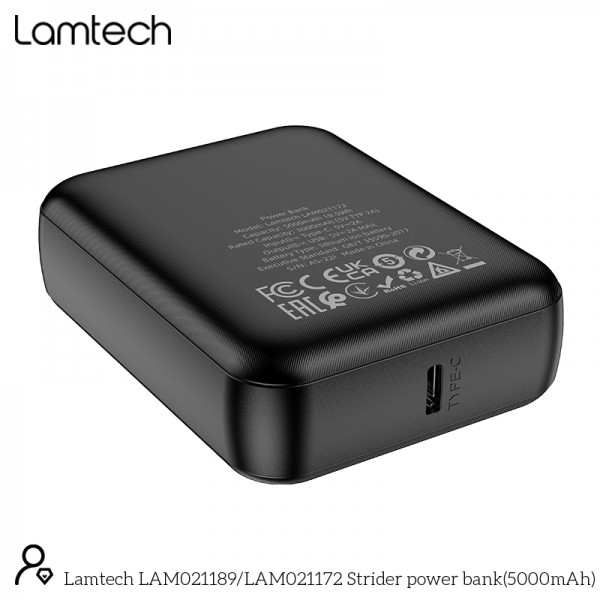 LAMTECH POWERBANK 5000MAH BLACK