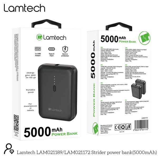 LAMTECH POWERBANK 5000MAH BLACK