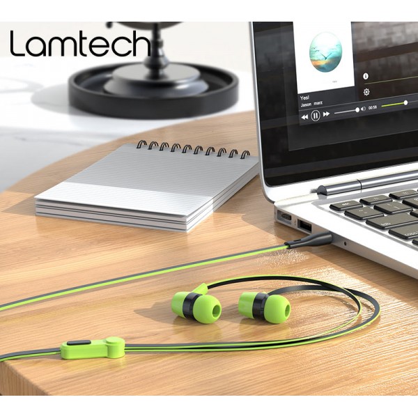 LAMTECH HANDSFREE WITH MIC 3,5MM JACK GREEN