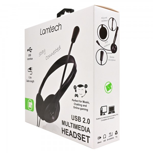 LAMTECH USB 2.0 STEREO HEADSET WITH MIC