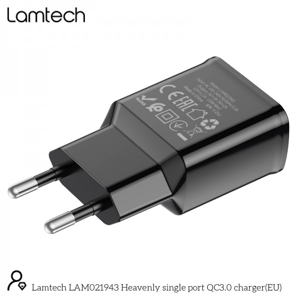 LAMTECH QUICK CHARGER USB3.0 18W BLACK