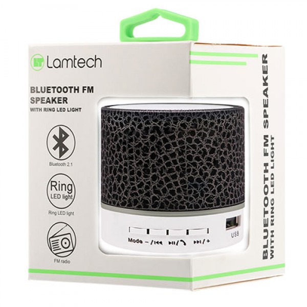 LAMTECH BLUETOOTH SPEAKER LED LIGHT WITH FM BLACK