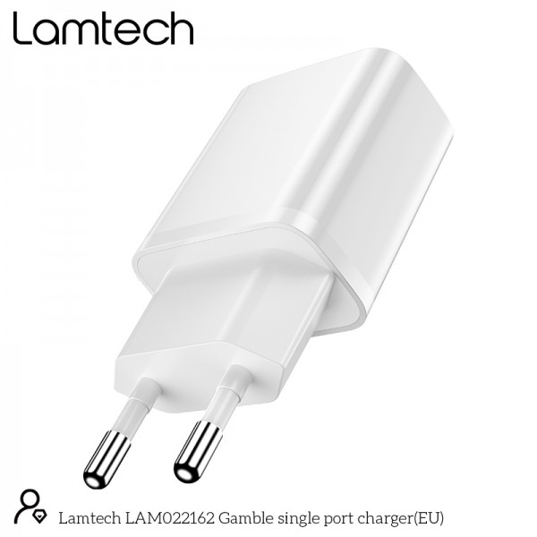 LAMTECH USB TRAVEL CHARGER 2,1A WHITE