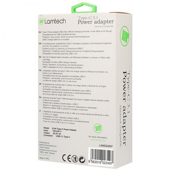 LAMTECH TYPE C 3.1 POWER ADAPTER 61W 20,3V 3A