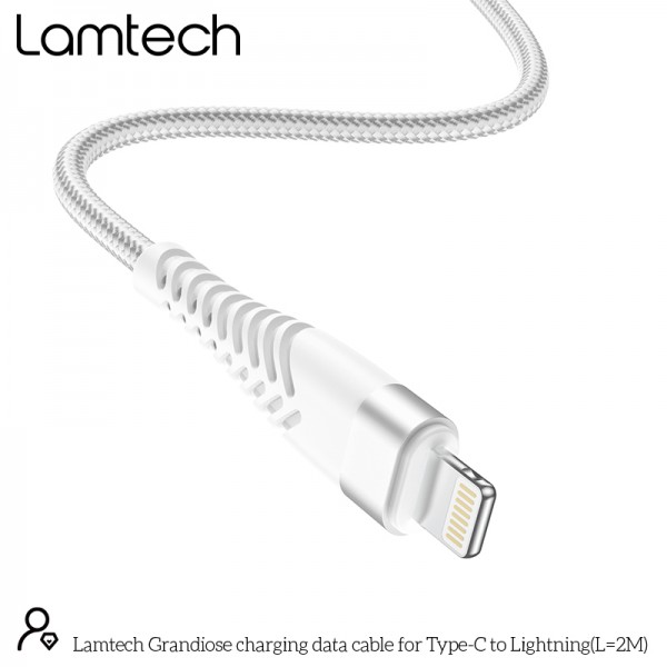 LAMTECH HQ UNBREAKABLE CABLE TYPE-C TO LIGHTNING WHITE 2M