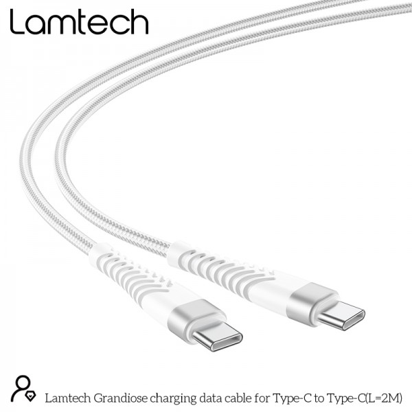 LAMTECH HQ UNBREAKABLE CABLE TYPE-C TO TYPE-C WHITE 2M