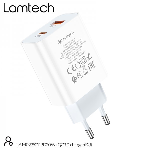 LAMTECH CHARGER USB QC3.0/TYPE-C 20W