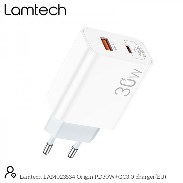 LAMTECH CHARGER USB QC3.0/TYPE-C 30W