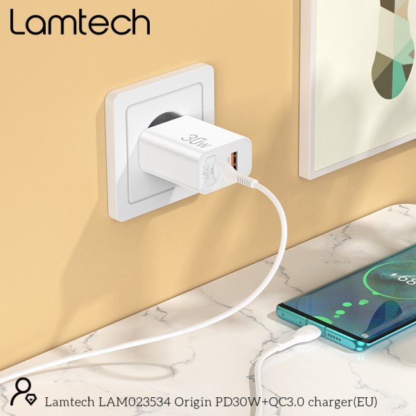 LAMTECH CHARGER USB QC3.0/TYPE-C 30W