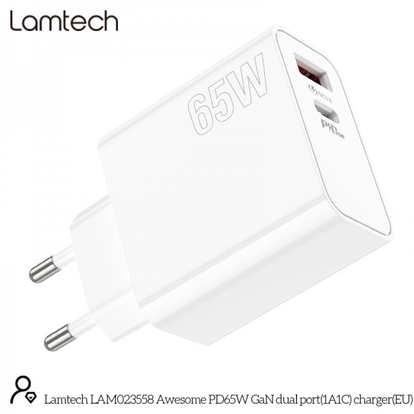 LAMTECH CHARGER USB QC3.0/TYPE-C 65W