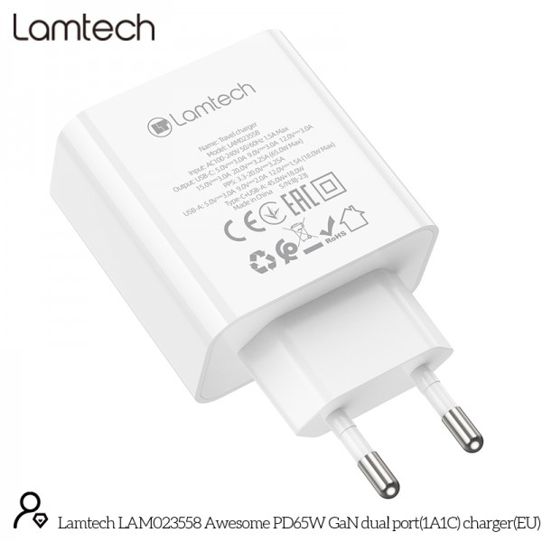 LAMTECH CHARGER USB QC3.0/TYPE-C 65W