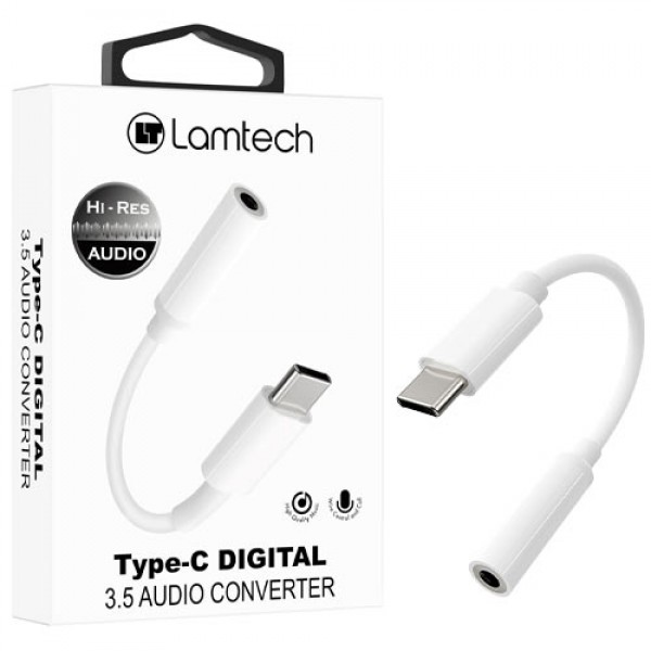 LAMTECH TYPE-C ADAPTER CABLE AUDIO JACK 3,5MM WHITE