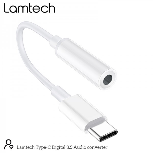 LAMTECH TYPE-C ADAPTER CABLE AUDIO JACK 3,5MM WHITE