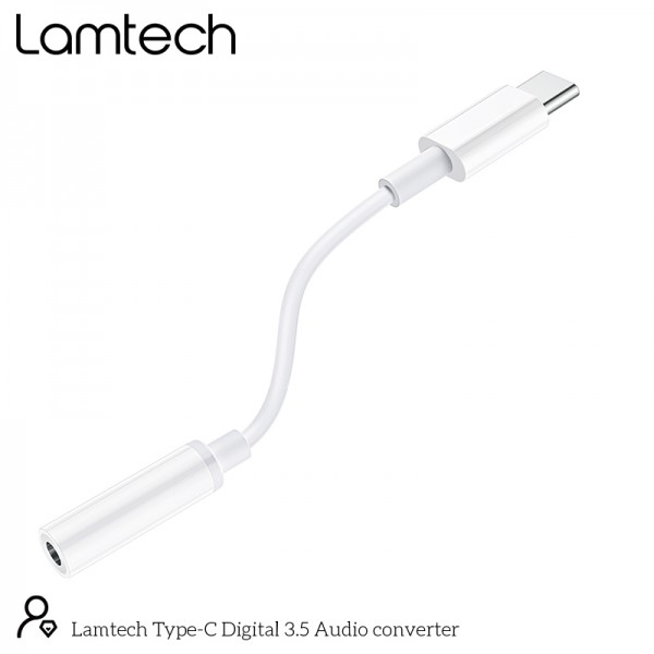 LAMTECH TYPE-C ADAPTER CABLE AUDIO JACK 3,5MM WHITE