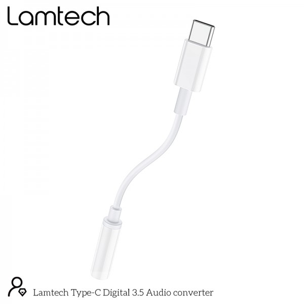 LAMTECH TYPE-C ADAPTER CABLE AUDIO JACK 3,5MM WHITE