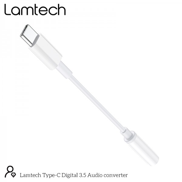 LAMTECH TYPE-C ADAPTER CABLE AUDIO JACK 3,5MM WHITE