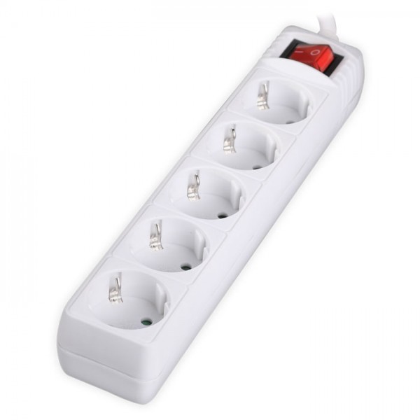 LAMTECH POWER STRIP WITH SWITCH 5 OUTLETS WHITE 1.5M