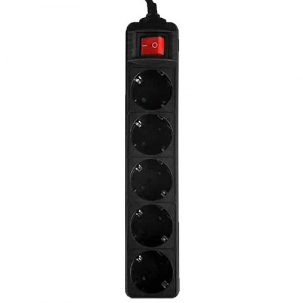 LAMTECH POWER STRIP WITH SWITCH 5 OUTLETS BLACK 1.5M