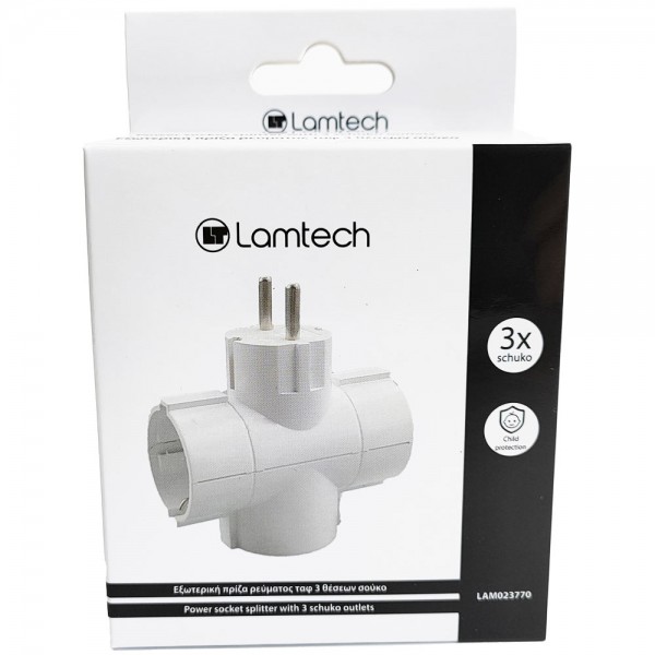 LAMTECH POWER SOCKET SPLITTER WITH 3 SCHUKO OUTLETS WHITE