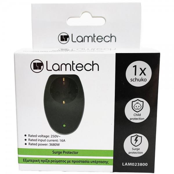 LAMTECH SURGE PROTECTOR 16A 250V 3680W BLACK