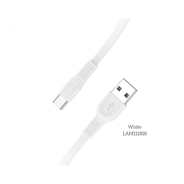 LAMTECH TYPE-C 3.0A FLAT CHARGING CABLE 1M WHITE