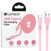 LAMTECH TYPE-C 3.0A FLAT CHARGING CABLE 1M PINK