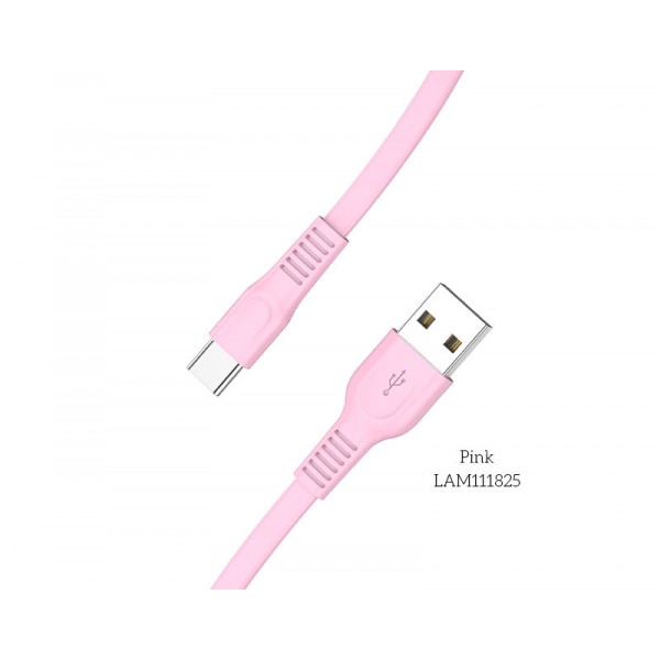 LAMTECH TYPE-C 3.0A FLAT CHARGING CABLE 1M PINK