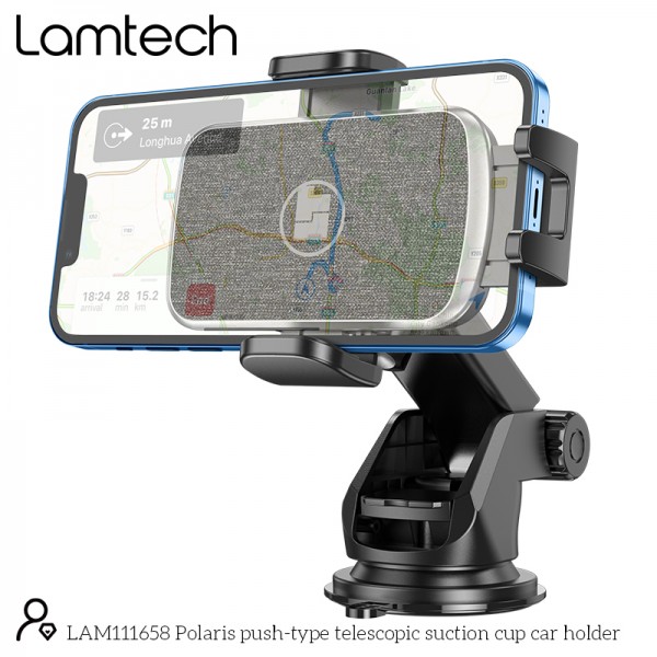 LAMTECH TELESCOPIC SUCTION CUP CAR PHONE HOLDER BLACK