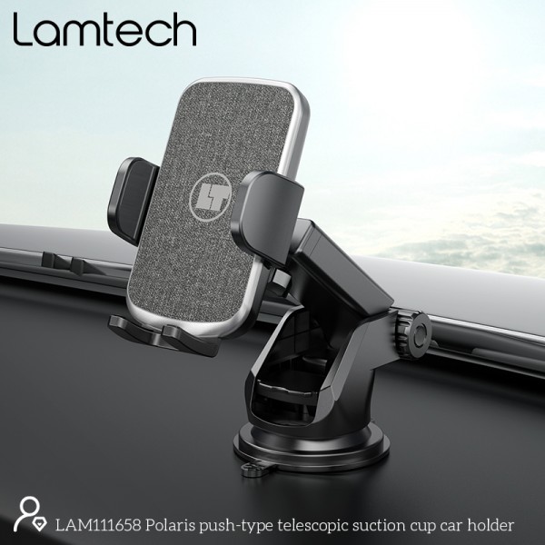 LAMTECH TELESCOPIC SUCTION CUP CAR PHONE HOLDER BLACK