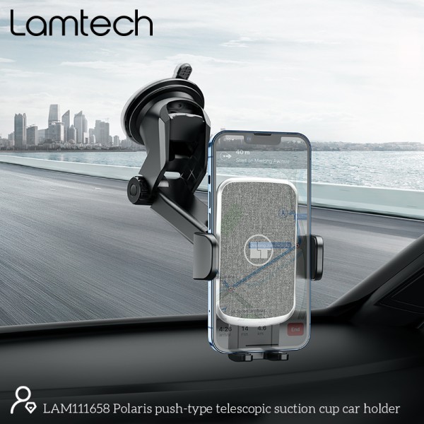 LAMTECH TELESCOPIC SUCTION CUP CAR PHONE HOLDER BLACK