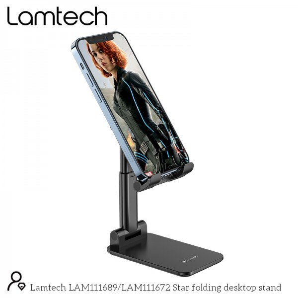 LAMTECH 2IN1 FOLDING DESKTOP STAND FOR SMARTPHONES AND TABLETS BLACK