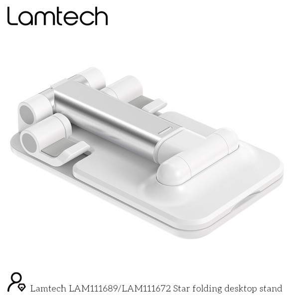 LAMTECH 2IN1 FOLDING DESKTOP STAND FOR SMARTPHONES AND TABLETS WHITE