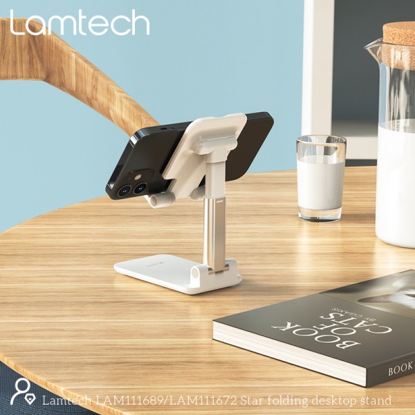 LAMTECH 2IN1 FOLDING DESKTOP STAND FOR SMARTPHONES AND TABLETS WHITE