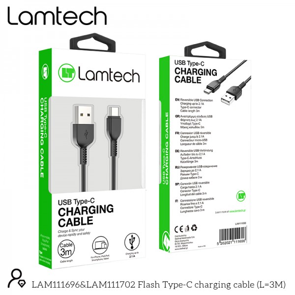 LAMTECH DATACABLE TYPE C 3M BLACK