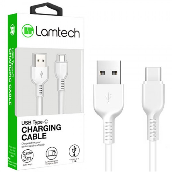 LAMTECH DATACABLE TYPE C 3M WHITE