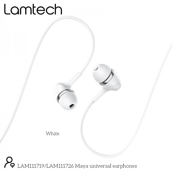 LAMTECH FASHIONABLE 3,5MM EARPHONES WITH MIC WHITE