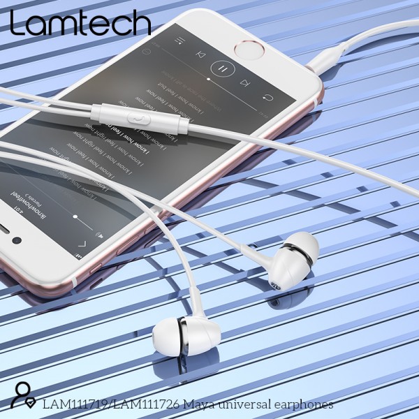 LAMTECH FASHIONABLE 3,5MM EARPHONES WITH MIC WHITE